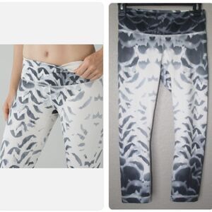 Lululemon Wunder Under Crop II Legging Pretty Plume Angel Wing Black Luon size 6